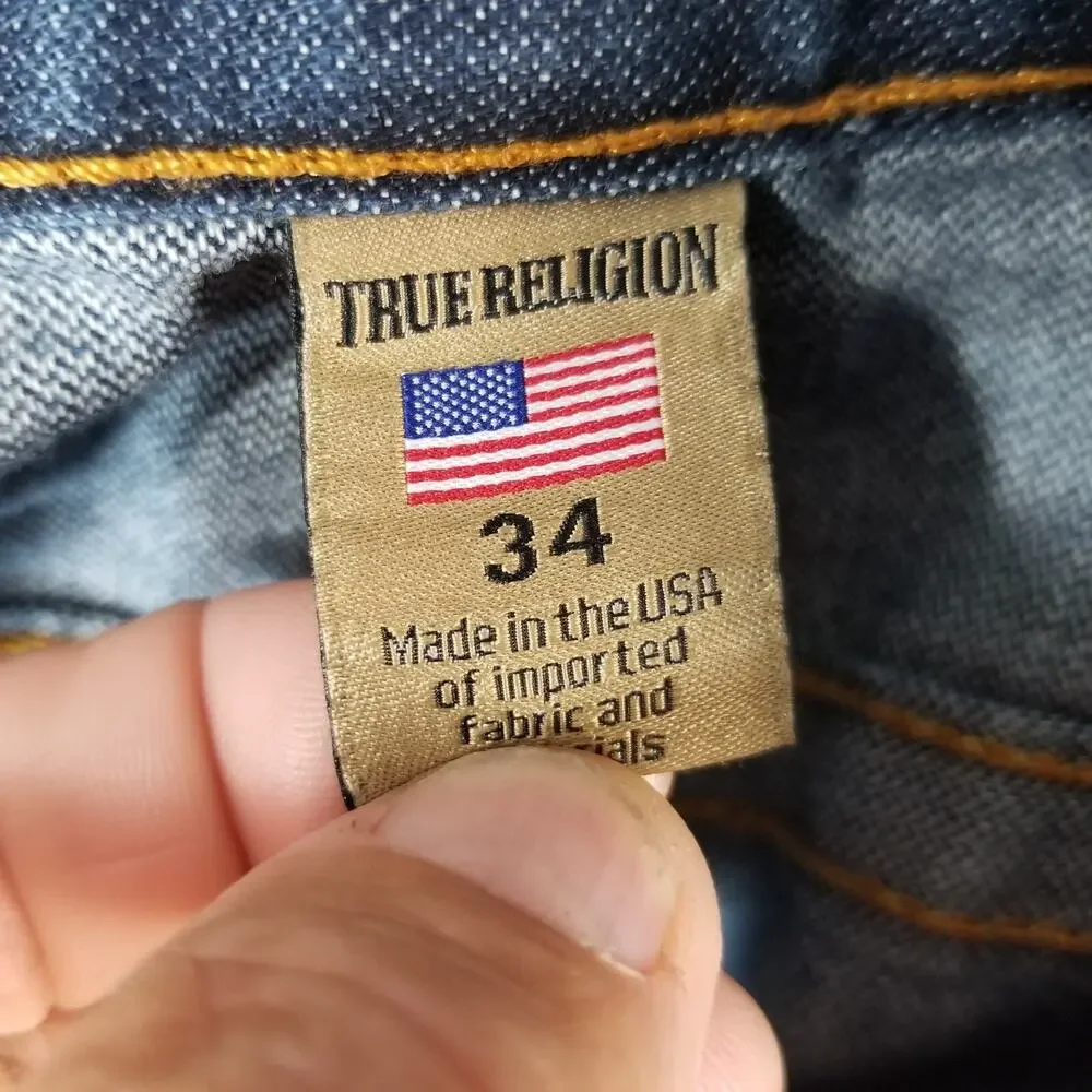 True Religion jeans men's 36x32 Geno‎ relaxed Slim flap pocket blue denim pants